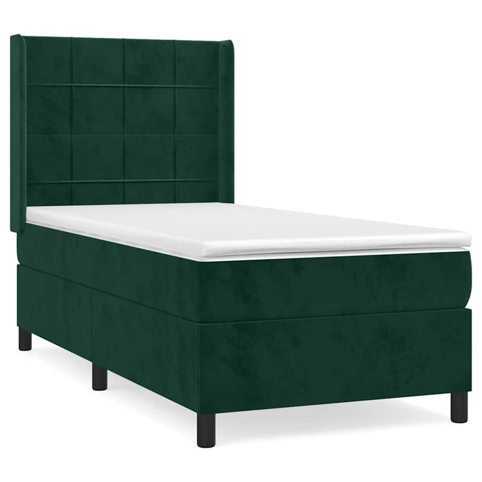 Pat box spring cu saltea, verde închis, 80x200 cm, catifea - WALTI WALTI