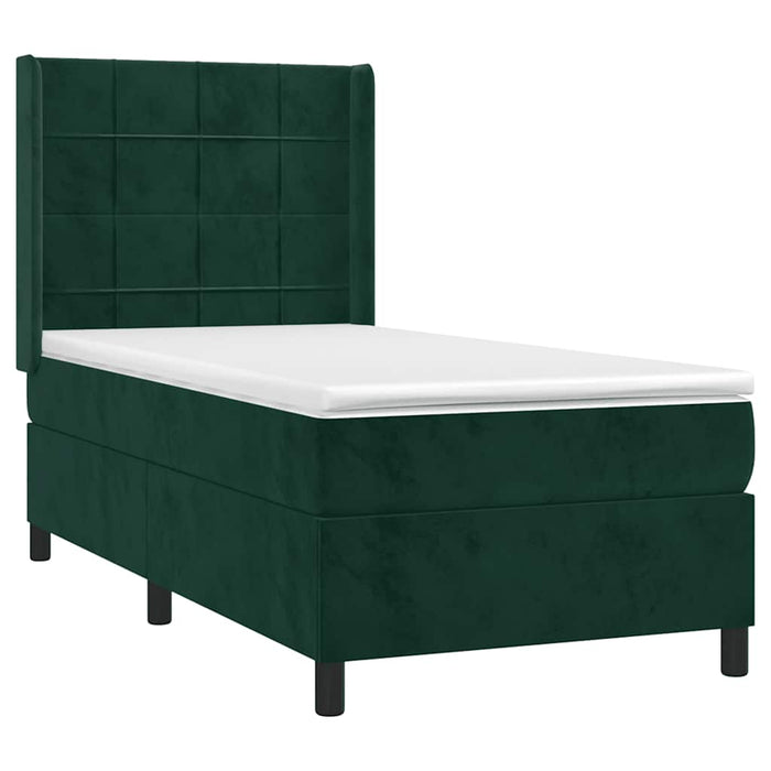 Pat box spring cu saltea, verde închis, 80x200 cm, catifea - WALTI WALTI