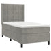 Pat box spring cu saltea, gri deschis, 90x190 cm, catifea - WALTI WALTI
