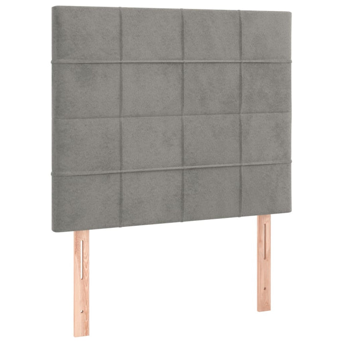 Pat box spring cu saltea, gri deschis, 90x200 cm, catifea - WALTI WALTI