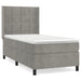 Pat box spring cu saltea, gri deschis, 100x200 cm, catifea - WALTI WALTI