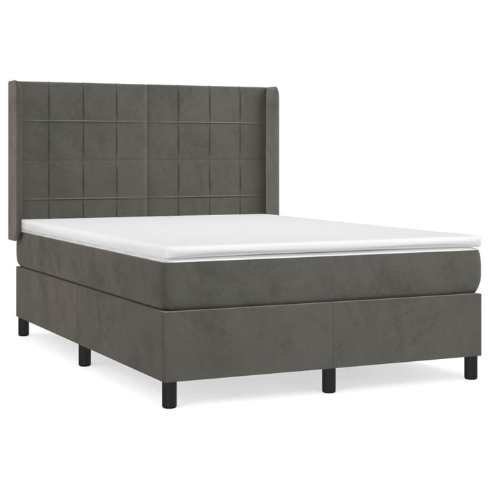 Pat box spring cu saltea, gri închis, 140x190 cm, catifea - WALTI WALTI