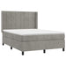 Pat box spring cu saltea, gri deschis, 140x200 cm, catifea - WALTI WALTI