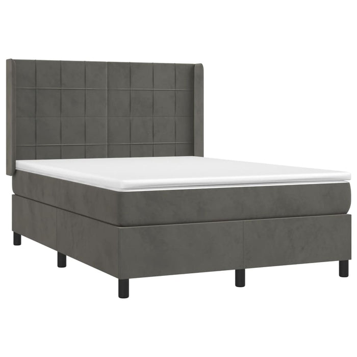 Pat box spring cu saltea, gri închis, 140x200 cm, catifea - WALTI WALTI