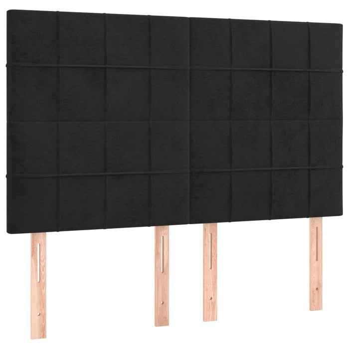 Pat box spring cu saltea, negru, 140x200 cm, catifea WALTI