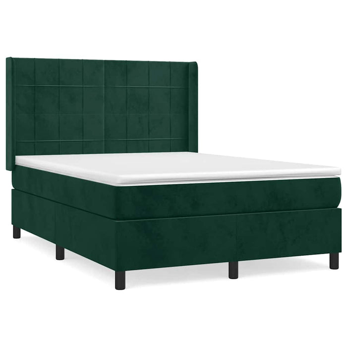 Pat box spring cu saltea, verde închis, 140x200 cm, catifea - WALTI WALTI