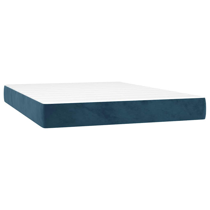 Pat box spring cu saltea, albastru închis, 140x200 cm, catifea - WALTI WALTI