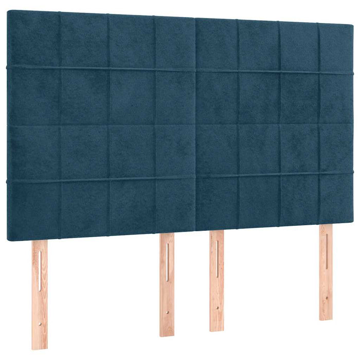 Pat box spring cu saltea, albastru închis, 140x200 cm, catifea - WALTI WALTI