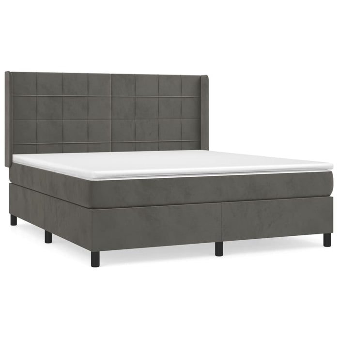 Pat box spring cu saltea, gri închis, 180x200 cm, catifea - WALTI WALTI