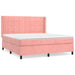 Pat box spring cu saltea, roz, 180x200 cm, catifea - WALTI WALTI
