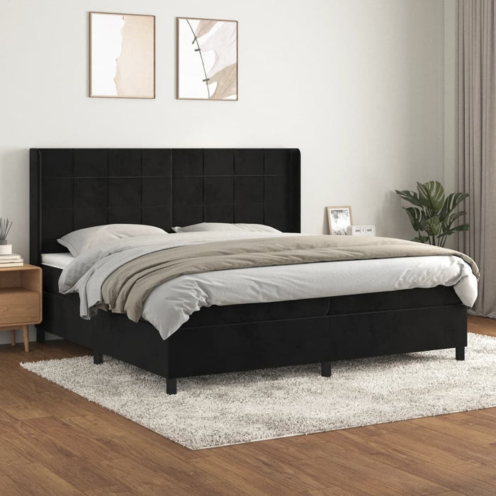 Pat box spring cu saltea, negru, 200x200 cm, catifea - WALTI WALTI