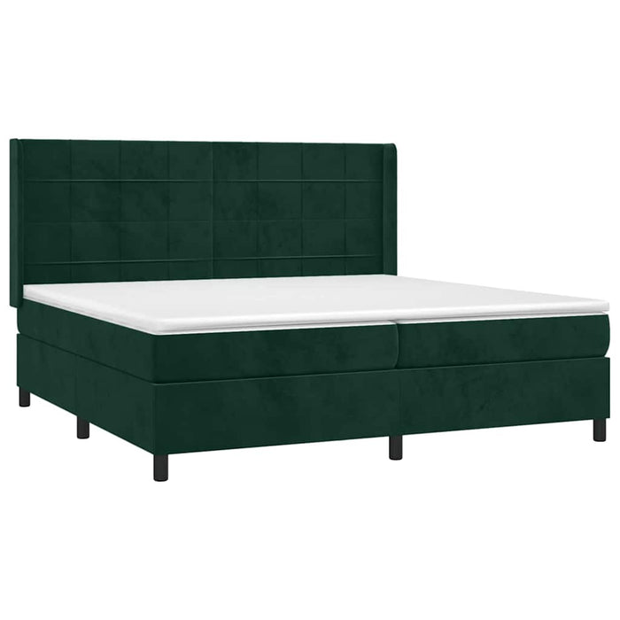 Pat box spring cu saltea, verde închis, 200x200 cm, catifea - WALTI WALTI