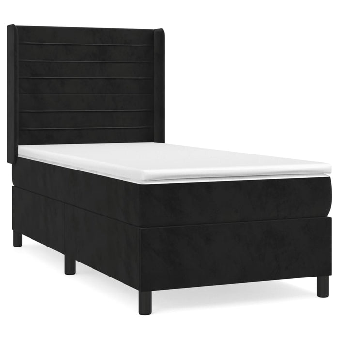 Pat box spring cu saltea, negru, 90x190 cm, catifea - WALTI WALTI