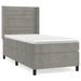 Pat box spring cu saltea, gri deschis, 90x200 cm, catifea - WALTI WALTI