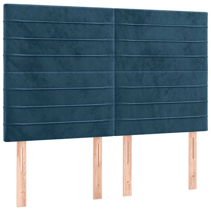 Pat box spring cu saltea, albastru închis, 140x190 cm, catifea - WALTI WALTI
