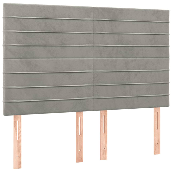 Pat box spring cu saltea, gri deschis, 140x200 cm, catifea - WALTI WALTI