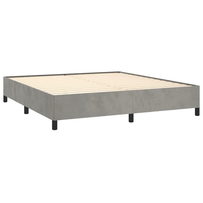 Pat box spring cu saltea, gri deschis, 160x200 cm, catifea - WALTI WALTI