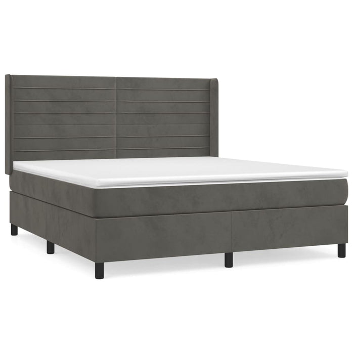 Pat box spring cu saltea, gri închis, 180x200 cm, catifea - WALTI WALTI