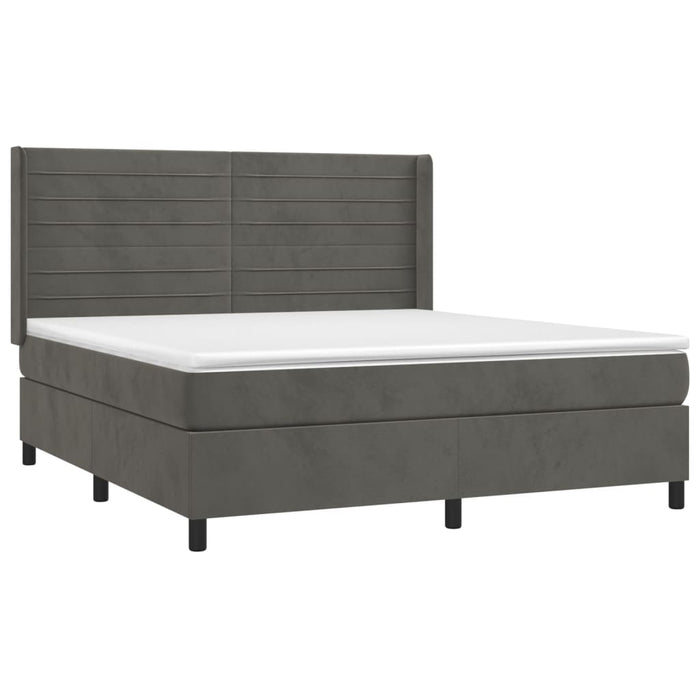 Pat box spring cu saltea, gri închis, 180x200 cm, catifea - WALTI WALTI