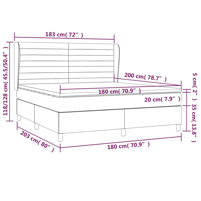 Pat box spring cu saltea, gri închis, 180x200 cm, catifea - WALTI WALTI