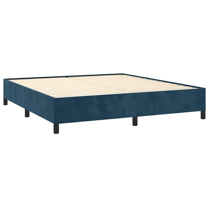 Pat box spring cu saltea, albastru închis, 180x200 cm, catifea WALTI
