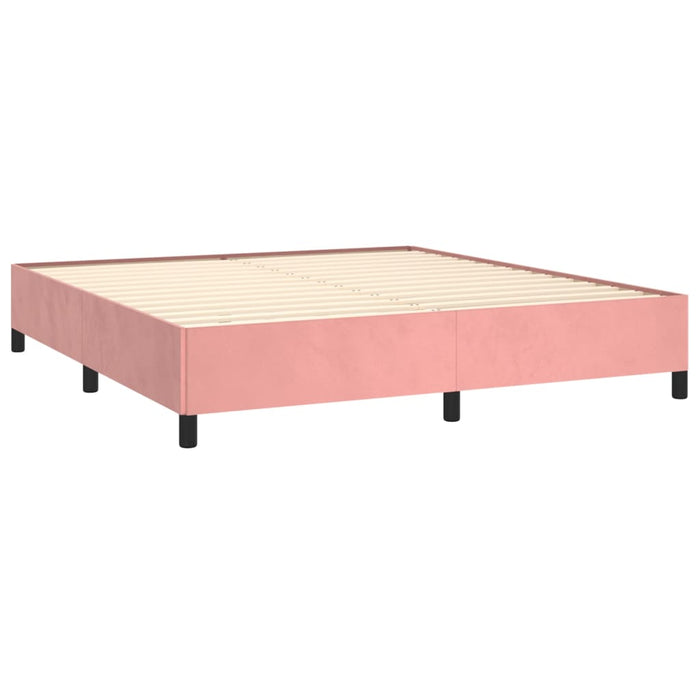 Pat box spring cu saltea, roz, 180x200 cm, catifea - WALTI WALTI