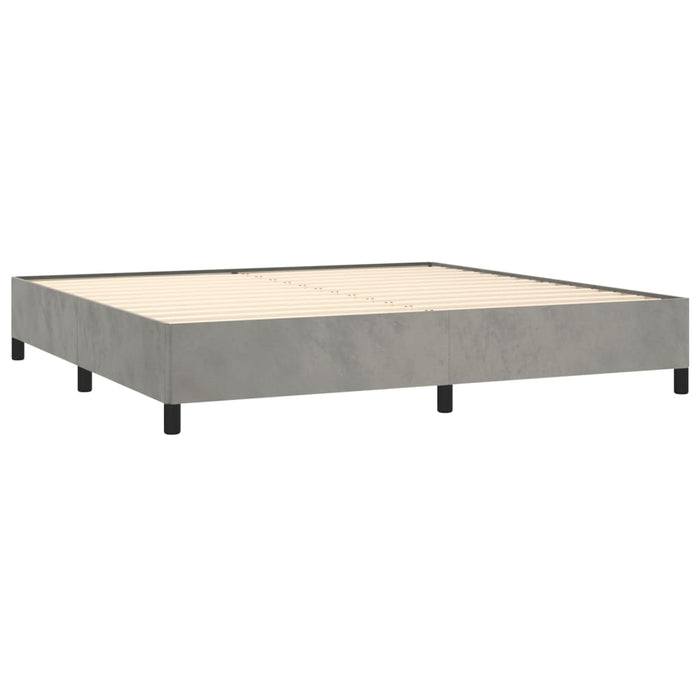 Pat box spring cu saltea, gri deschis, 200x200 cm, catifea - WALTI WALTI