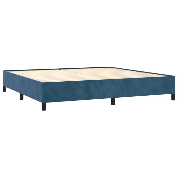 Pat box spring cu saltea, albastru închis, 200x200 cm, catifea - WALTI WALTI