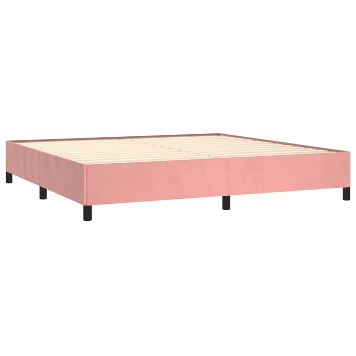 Pat box spring cu saltea, roz, 200x200 cm, catifea - WALTI WALTI