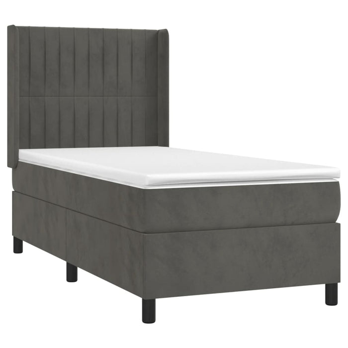 Pat box spring cu saltea, gri închis, 80x200 cm, catifea - WALTI WALTI