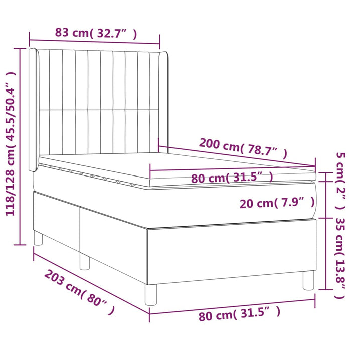 Pat box spring cu saltea, roz, 80x200 cm, catifea - WALTI WALTI