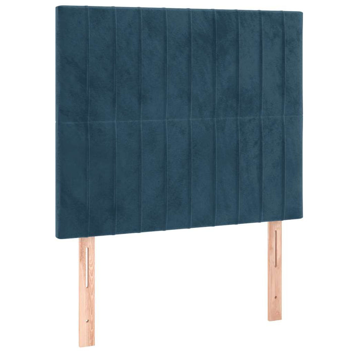 Pat box spring cu saltea, albastru închis, 90x190 cm, catifea - WALTI WALTI