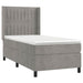 Pat box spring cu saltea, gri deschis, 90x200 cm, catifea - WALTI WALTI
