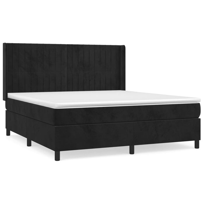Pat box spring cu saltea, negru, 180x200 cm, catifea WALTI