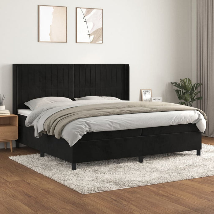Pat box spring cu saltea, negru, 200x200 cm, catifea - WALTI WALTI