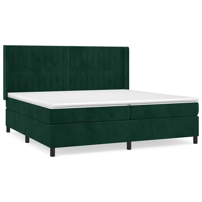 Pat box spring cu saltea, verde închis, 200x200 cm, catifea - WALTI WALTI