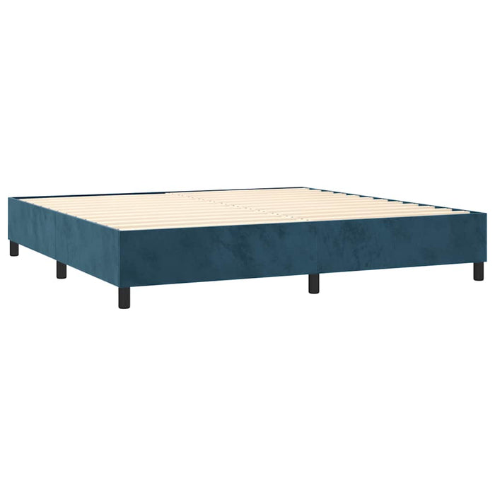Pat box spring cu saltea, albastru închis, 200x200 cm, catifea - WALTI WALTI