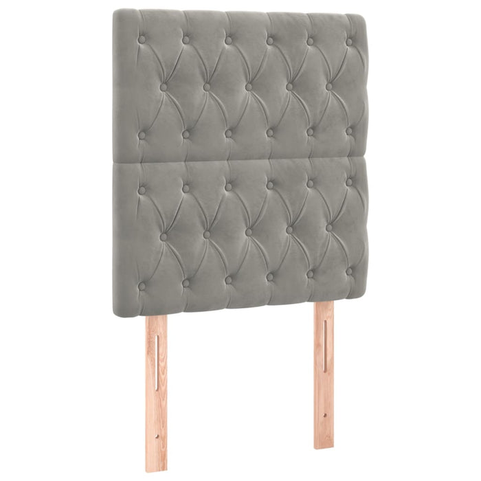 Pat continental cu saltea, gri deschis, 80x200 cm, catifea - WALTI WALTI