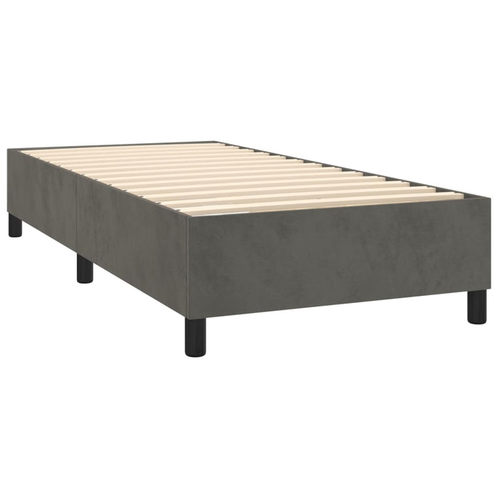 Pat box spring cu saltea, gri închis, 80x200 cm, catifea - WALTI WALTI