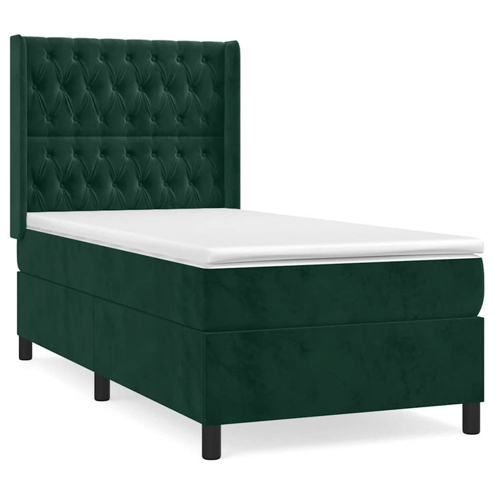Pat box spring cu saltea, verde închis, 80x200 cm, catifea - WALTI WALTI
