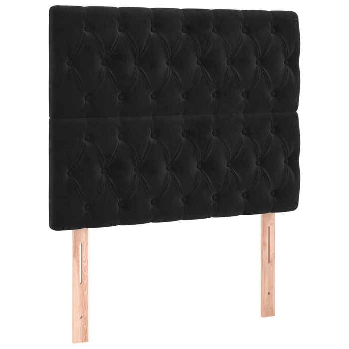 Pat box spring cu saltea, negru, 90x200 cm, catifea WALTI