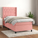 Pat box spring cu saltea, roz, 90x200 cm, catifea - WALTI WALTI