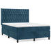 Pat box spring cu saltea, albastru închis, 140x190 cm, catifea - WALTI WALTI