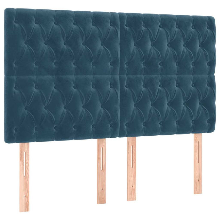Pat box spring cu saltea, albastru închis, 140x190 cm, catifea - WALTI WALTI