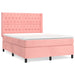 Pat box spring cu saltea, roz, 140x190 cm, catifea - WALTI WALTI