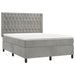 Pat box spring cu saltea, gri deschis, 140x200 cm, catifea - WALTI WALTI