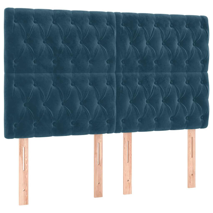 Pat box spring cu saltea, albastru închis, 140x200 cm, catifea - WALTI WALTI