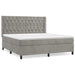 Pat box spring cu saltea, gri deschis, 160x200 cm, catifea - WALTI WALTI