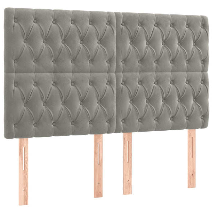 Pat box spring cu saltea, gri deschis, 160x200 cm, catifea - WALTI WALTI