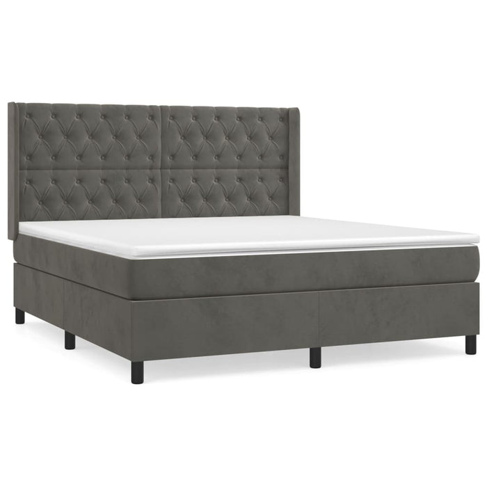 Pat box spring cu saltea, gri închis, 160x200 cm, catifea - WALTI WALTI